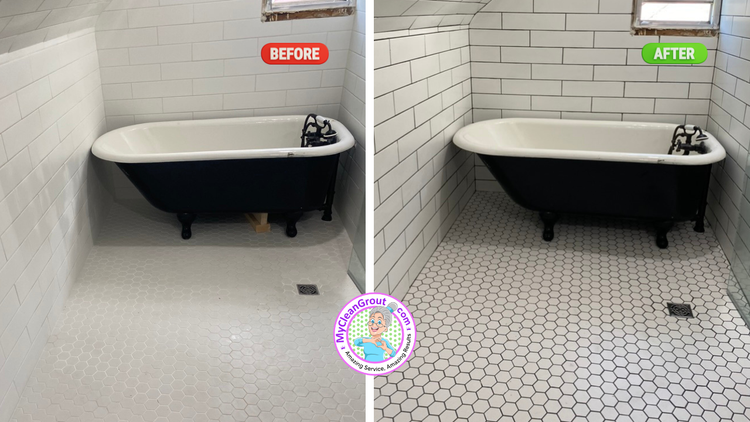 Shower tile cleaning before and after