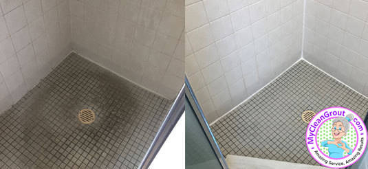 Shower cleaning before and after