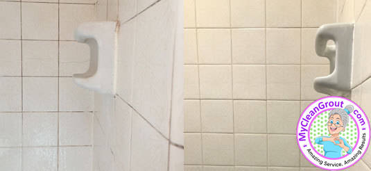 Shower grout cleaning before and after
